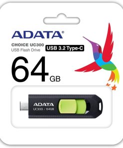 Memori Usb Adata Acho Uc300-64gb-retailblack/green / Acho-uc300-64g-rbk/gn