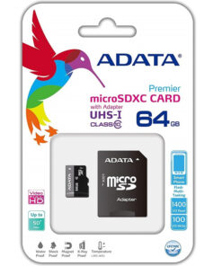 Memoria Adata Micro Sd Hc 64gb Uhs Clase10 Con Adaptador Sdx64guicl10-ra1