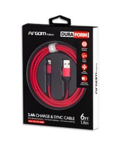 Cable Argom Dura Form Lightning To Usb 2.0 Nylon Braided 1.8m/6ft Red Arg-cb-0023rd