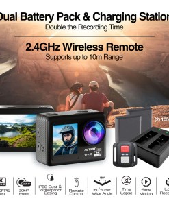 CAMARA ARGOM ACCION EPIC 85/DUAL SCREEN/4K ULTRA HD/REMOTE/WITH ACCESSORIES ARG-AC-9185BK