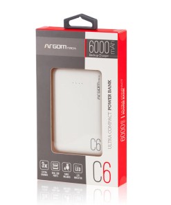 BATERIA EXTERNA ARGOM ARG-PB-1136WT C6 6000MAH BLANCA
