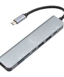 HUB TYPE C 7 IN 1 HDMI + 1-USB C 3.0 + 2-USB A 3.0 + SD/SD + PD - HB1107SV UNNO TEKNO