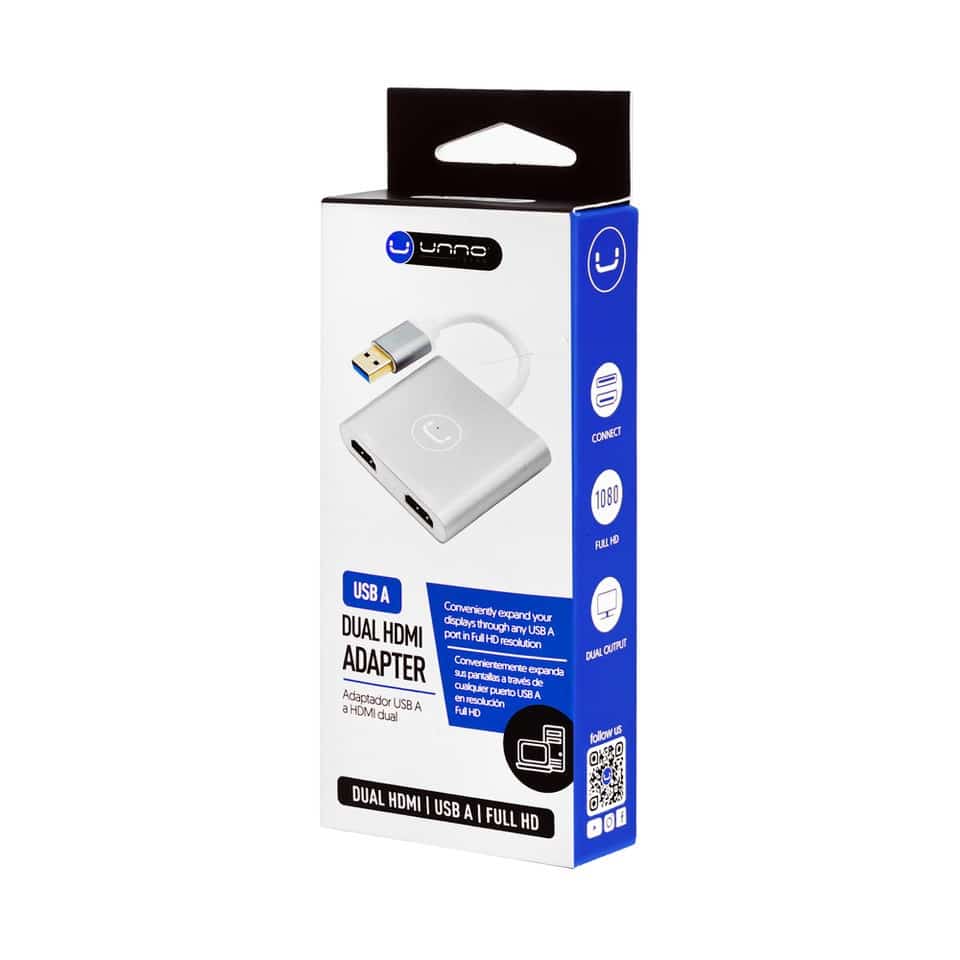 ADAPTADOR DE PUERTO USB A DOBLE HDMI HB1102SV UNNO TEKNO TECNOCOMP
