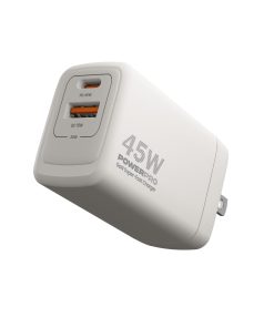 POWERPRO CARGADOR DE PARED CARGA RAPIDA GAN PD45W DOBLE PUERTO TIPO A & C - PW5065WT UNNO TEKNO