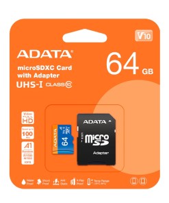 MEMORIA ADATA MICRO SD 64GB UHS-I  CLASS10A1-REATAIL AUSDX64GUICL10A1-RA1