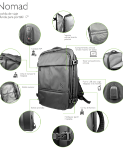 MOCHILA -MALETIN P/LAPTOP KLIPX 17 KNB-950  DE VIAJE  NEGRA /AN121KLX59