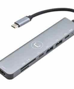 HUB TIPO C 7 IN 1 HDMI + 1-USB C 3.0 + 2-USB A 3.0 + SD/SD + PD - HB1107GY