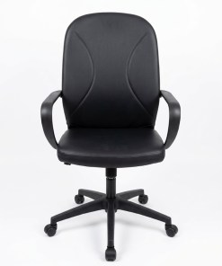 SILLA OFICINA PLASTICO/CUERO JZG-2591 NEGRA / 91608